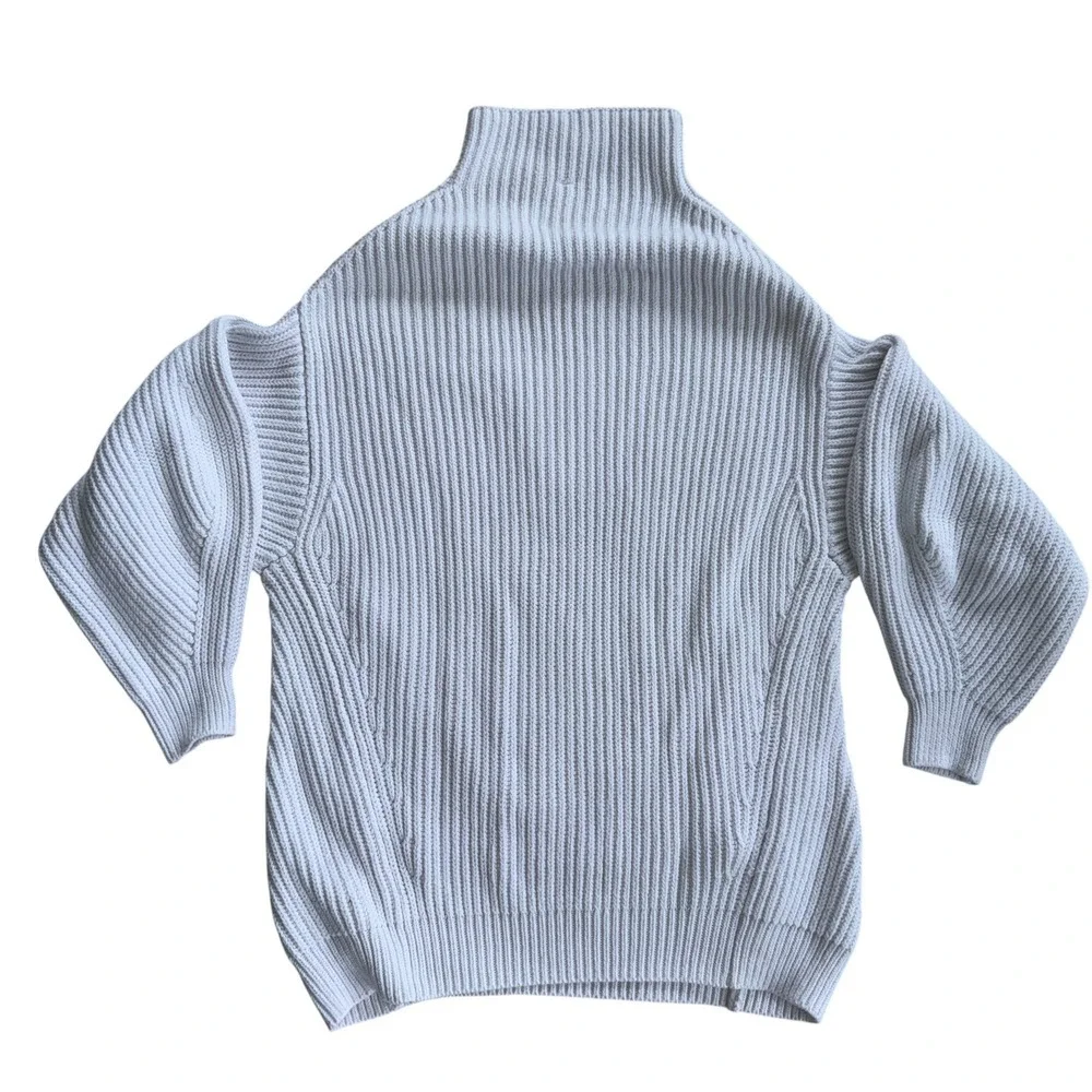 Free People Cozy Knit Sweater Top, Turtleneck, Cold Shoulder, Relaxed Fit